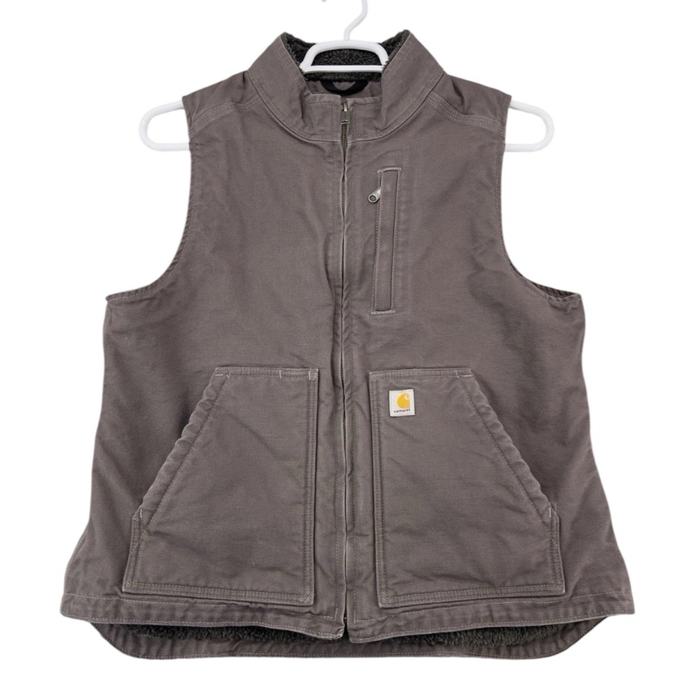 Carhartt Washed Duck Sherpa Lined Vest Womens L Relaxed Fit OV4277-W